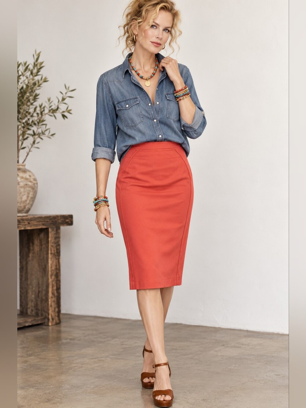 Vince Camuto Coral Pencil Skirt